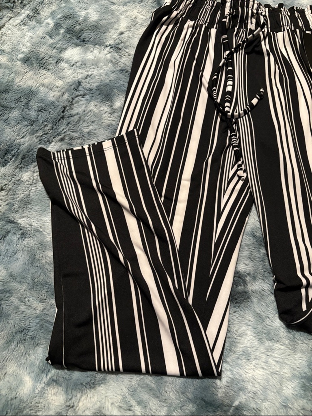 Striped Straight-Leg Women's Pants - Black & White - Picture 5 of 6